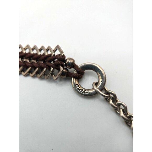 Ciclon Signed Modernist Leather wrap necklace made in Spain Vintage 18" - Picture 6 of 8